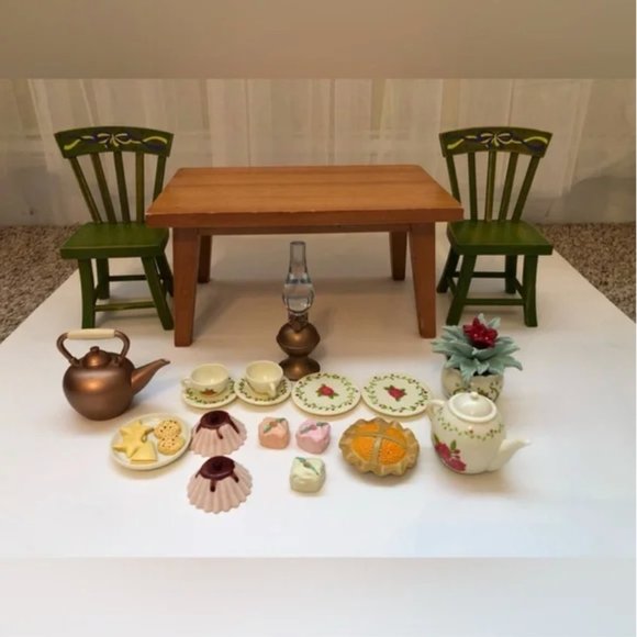 Angelina Ballerina furniture & tea set vintage table chairs teapot cups & more